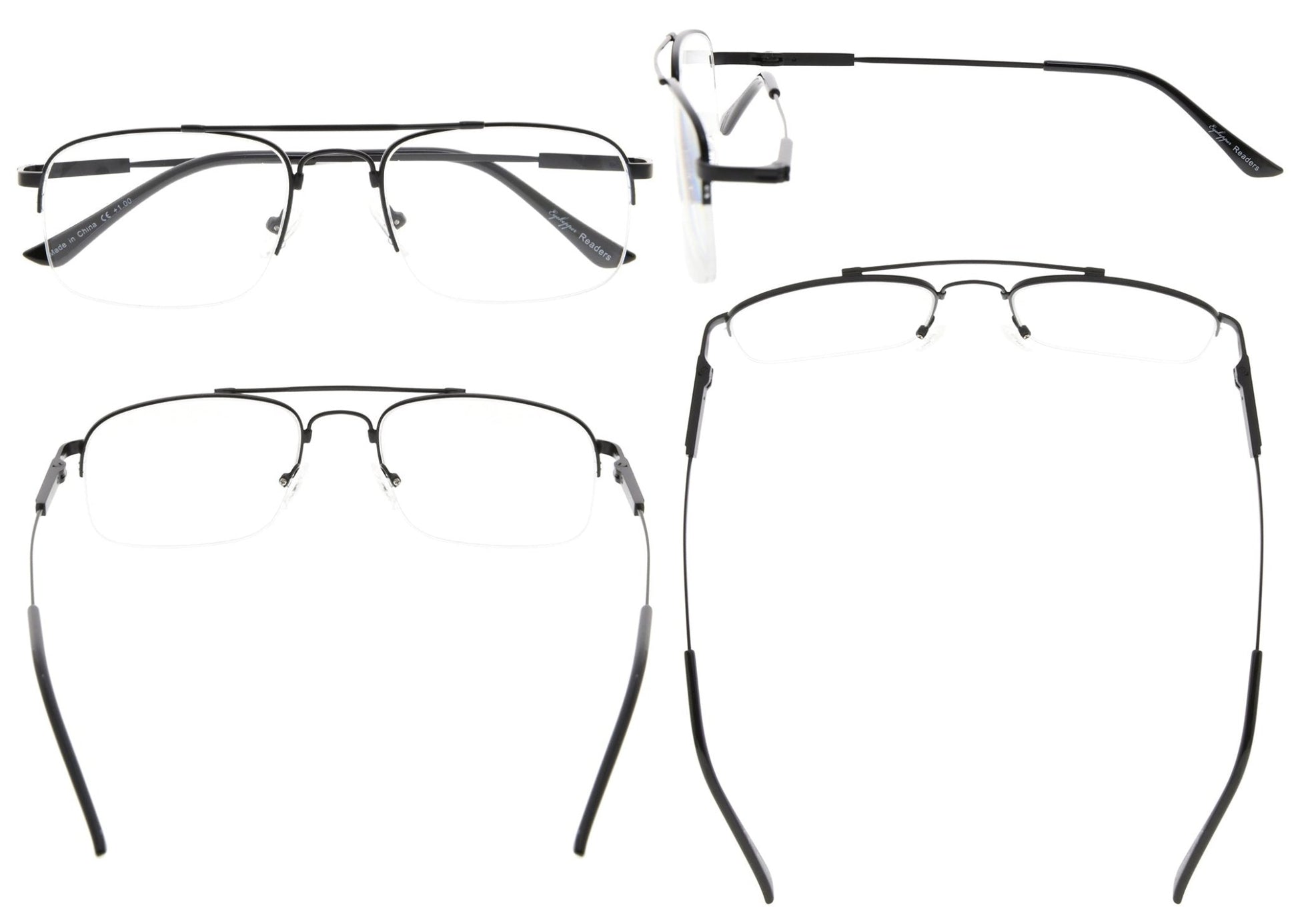 4 Pack Half-Rim Titanium Bendable Reading Glasses R1706