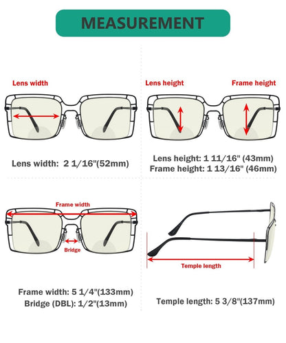 Bifocal Computer Reading Glasses Dimension