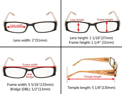 4 Pack Marble Pattern Arms Reading Glasses Women R006-C6-C9