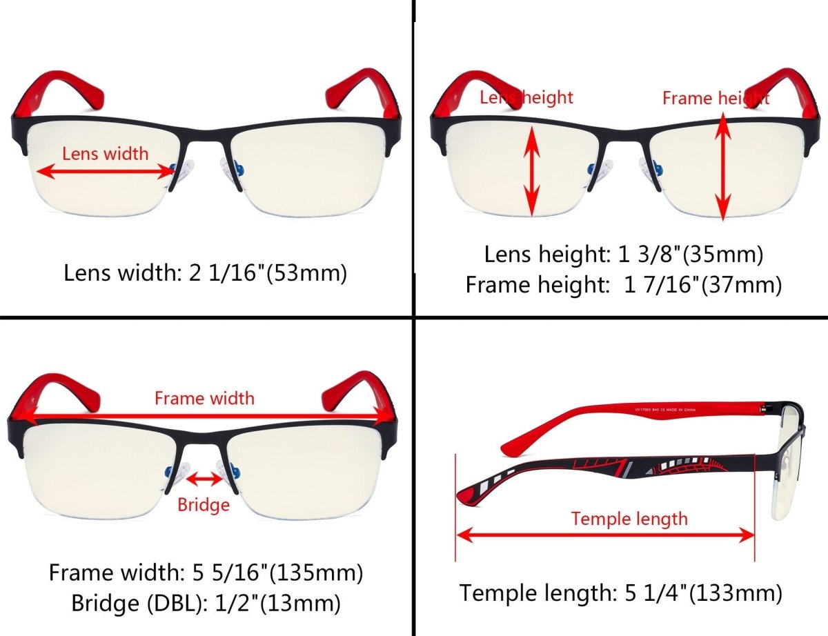 4 Pack Metal Frame Blue Light Filter Eyeglasses UV17003eyekeeper.com