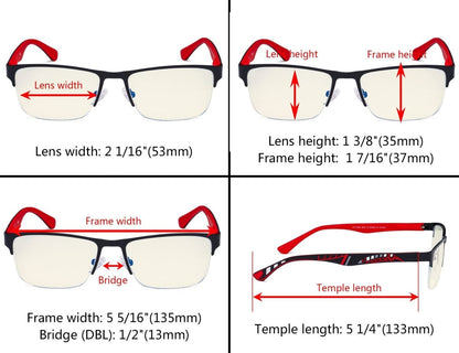 4 Pack Metal Frame Blue Light Filter Eyeglasses UV17003eyekeeper.com
