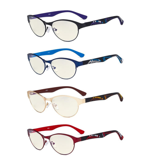 4 Pack Metal Frame Blue Light Filter Eyeglasses UV17004eyekeeper.com