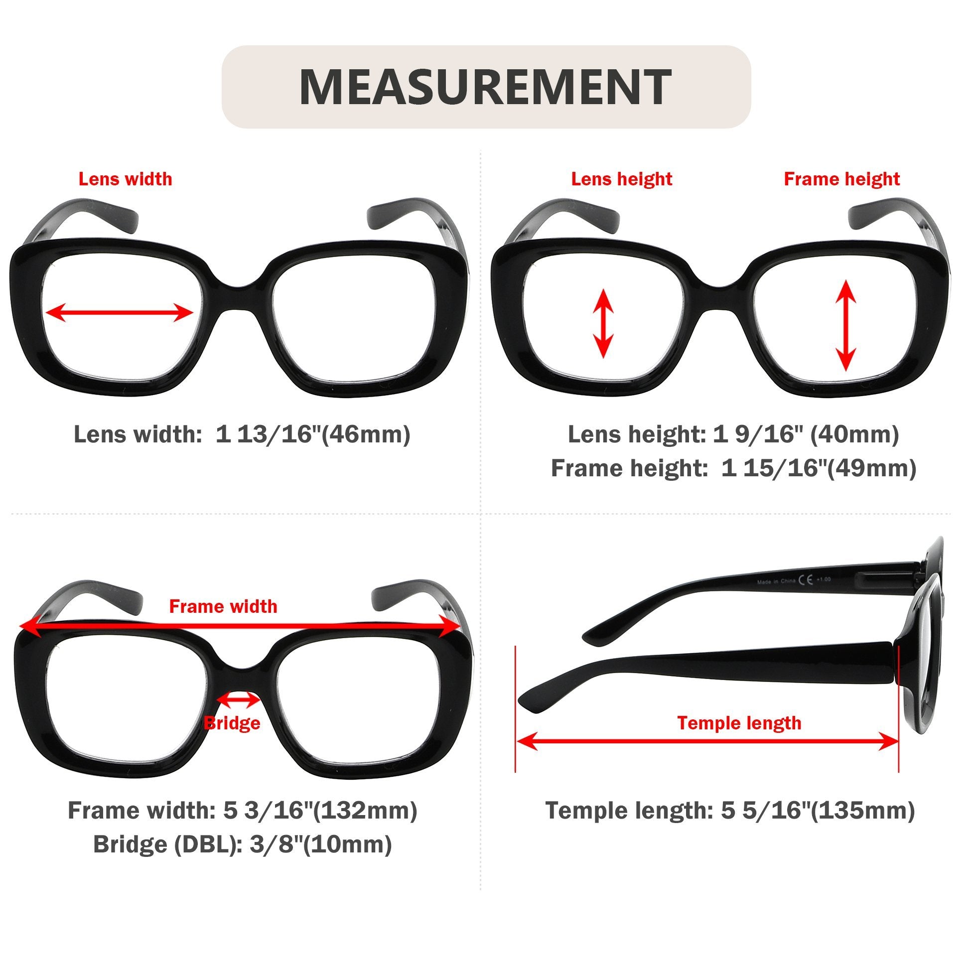 4 Pack Classic Thicker Frame Reading Glasses for Women Men eyekeeper