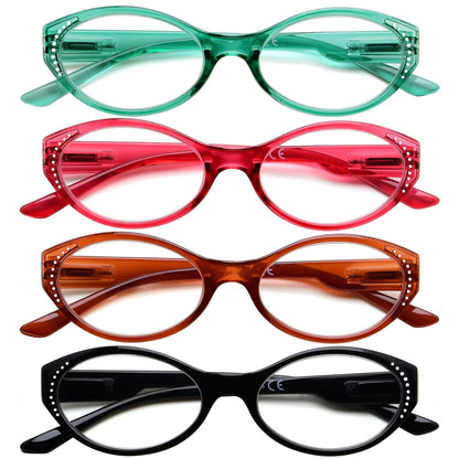 4 Pack Oval Classic Design Reading Glasses For Women R2036