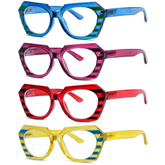 4 Pack Oval Design Bifocal Reading Glasses for Women BR2135eyekeeper.com