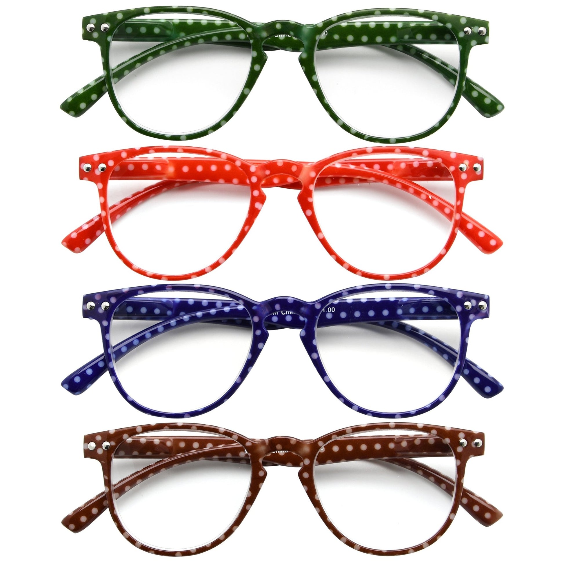 4 Pack Oval Polka Dots Pattern Reading Glasses Women R060P