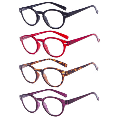 4 Pack Oval Reading Glasses Retro Readers for Women R091