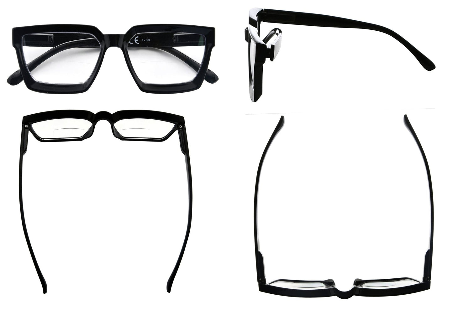 4 Pack Oversize Bifocal Reading Glasses for Women BR2003