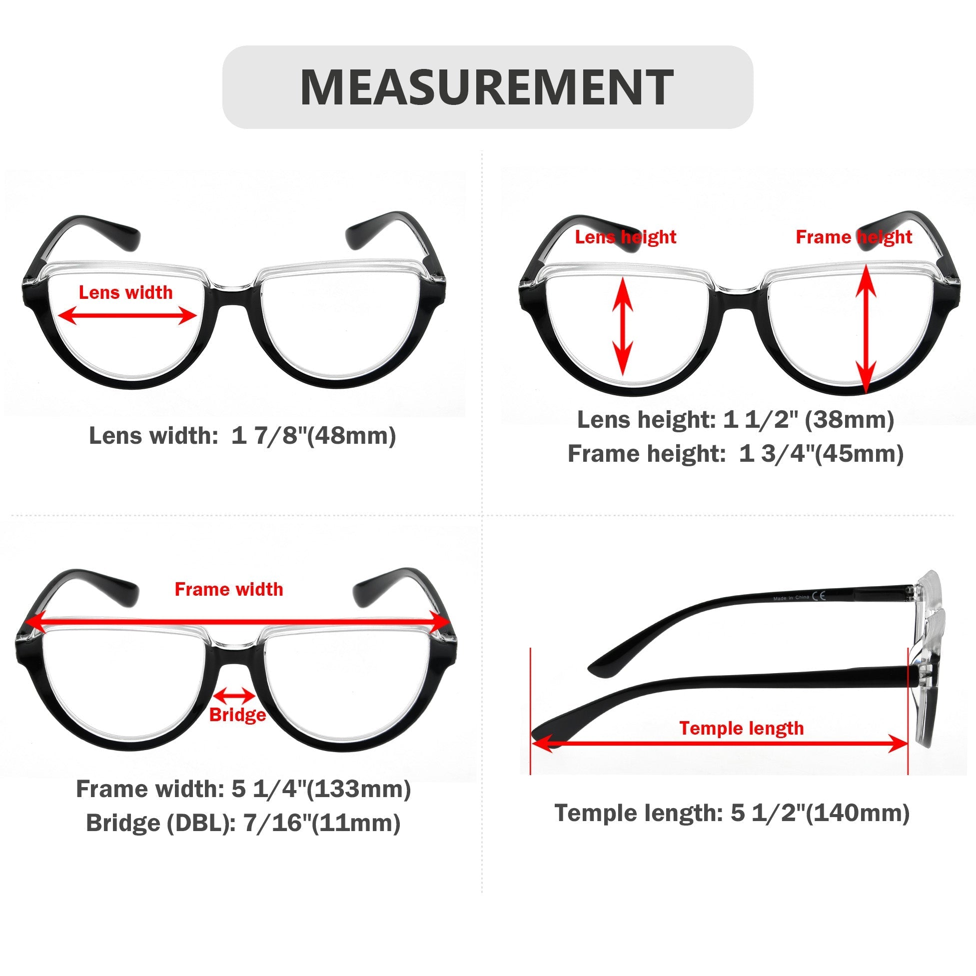 Reading Glasses Modern Half Circle Specs 4 Pack for Women eyekeeper