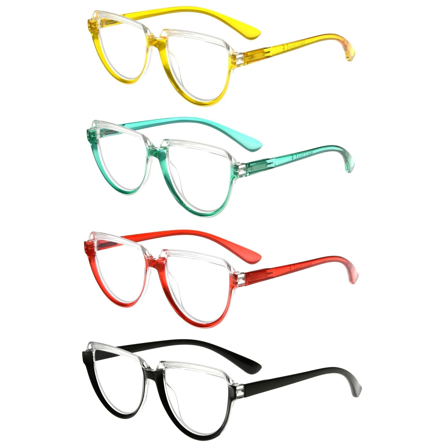 4 Pack Oversize Half Moon Reading Glasses for Women R2006