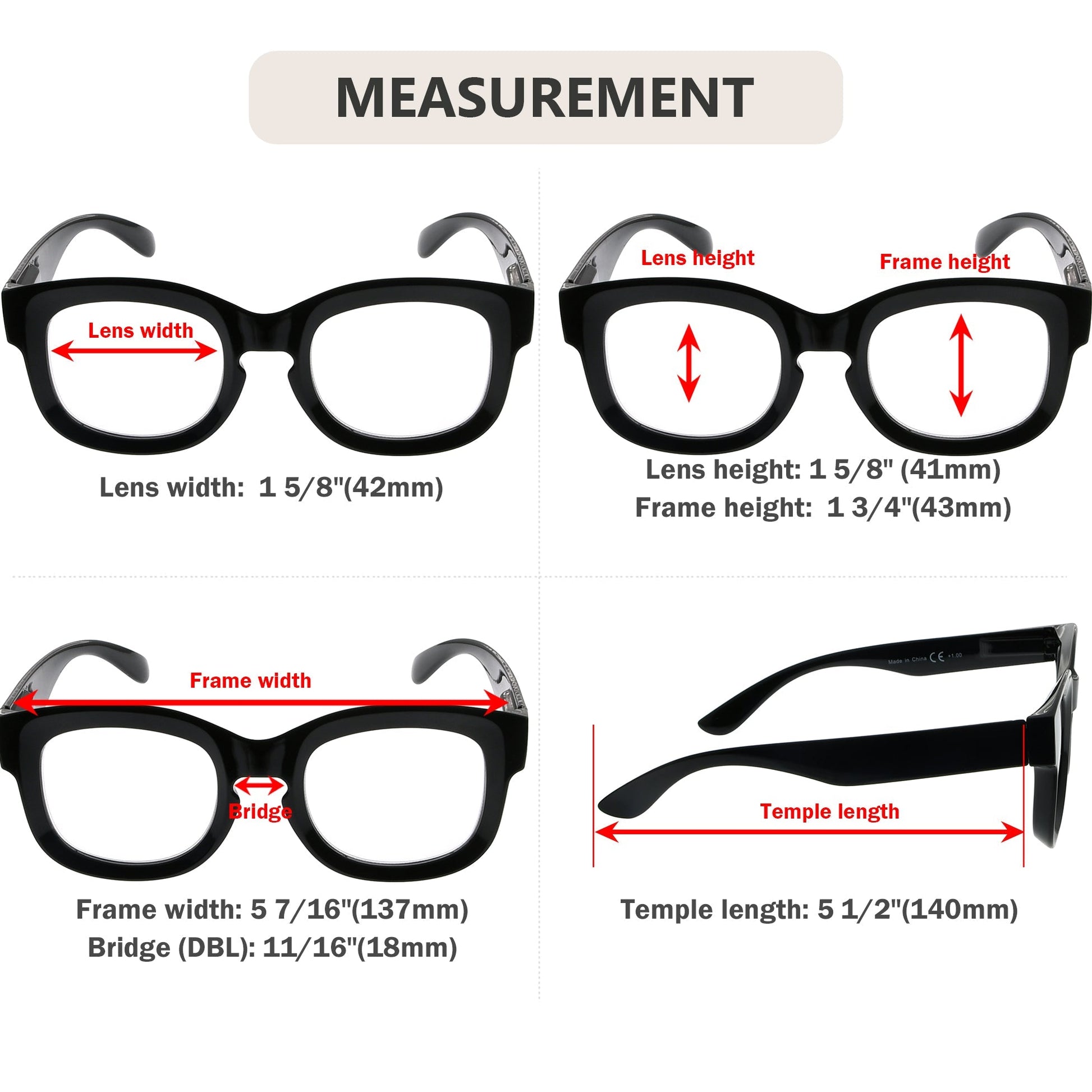 4 Pack Oversized Large Frame Reading Glasses Women R2013
