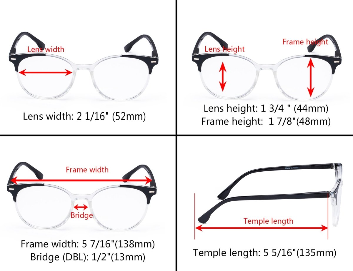 4 Pack Stylish Design Round Ladies Reading Glasses R9002C