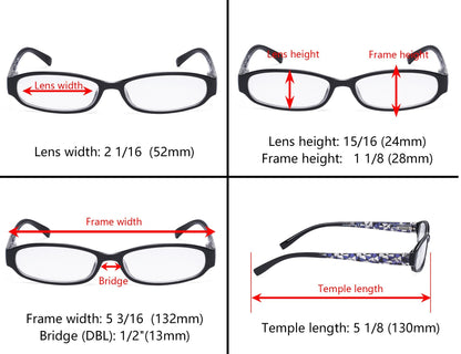 4 Pack Print Women's Reading Glasses Small Lens R9104T