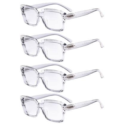 4 Pack Oversized Reading Glasses Square Readers R9107-1