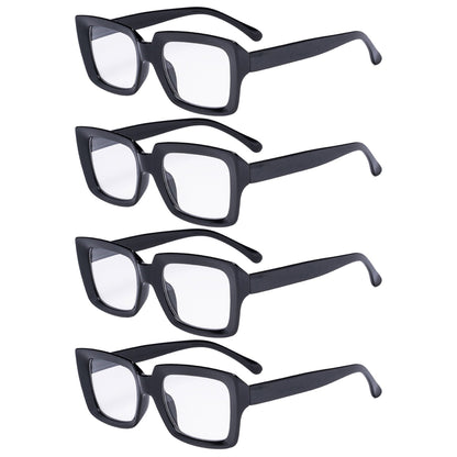 4 Pack Oversized Reading Glasses Square Readers R9107-1