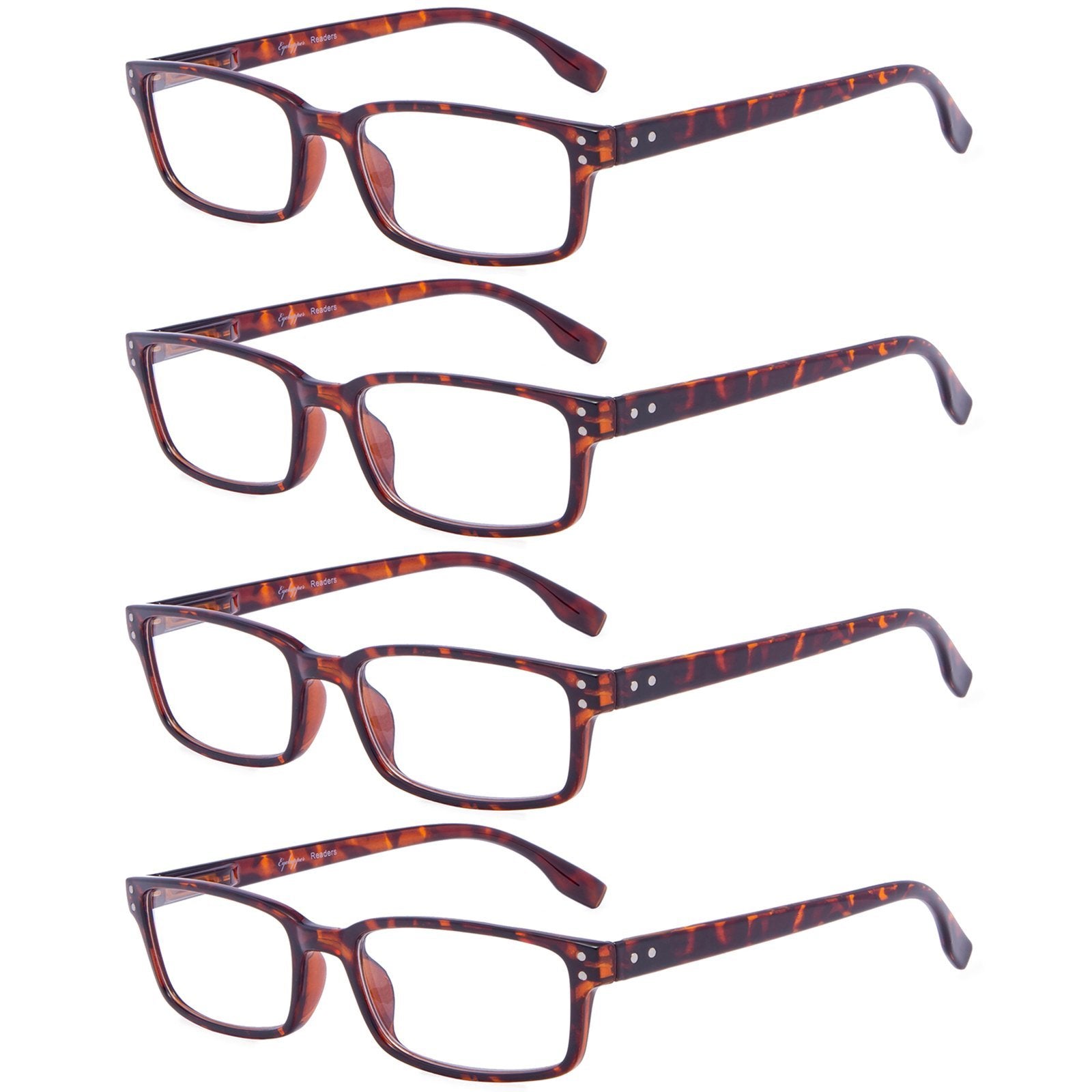4 Pack Rectangular Reading Glasses Comfort Readers R097-A