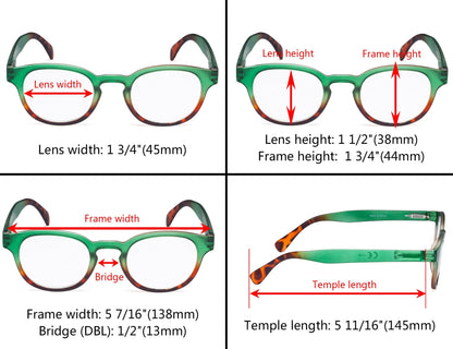 4 Pack Round Fashion Reading Glasses for Women R124D