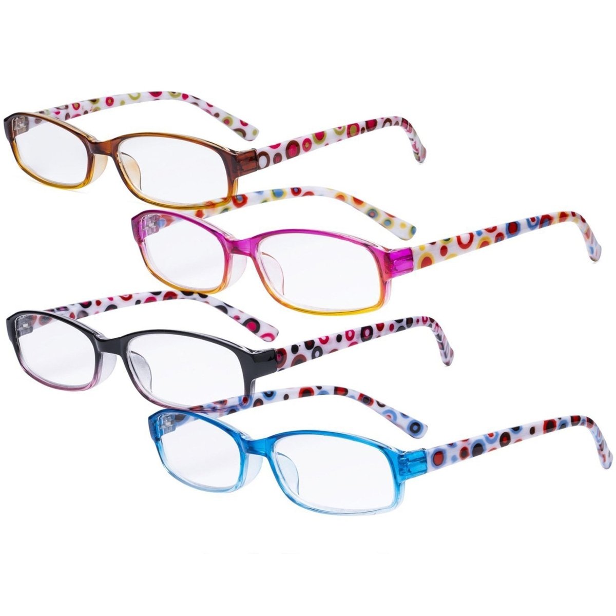 4 Pack Reading Glasses with Polka Dots Temples R908PCeyekeeper.com