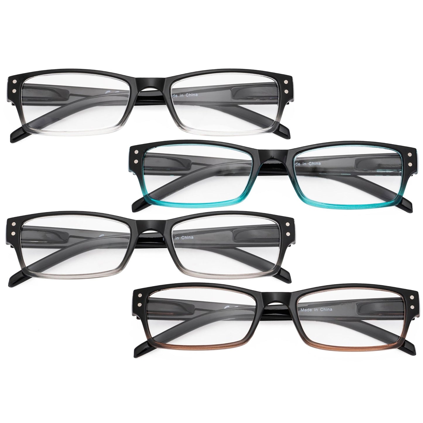 4 Pack Reading Glasses Fashion Readers Unisex R012B-A
