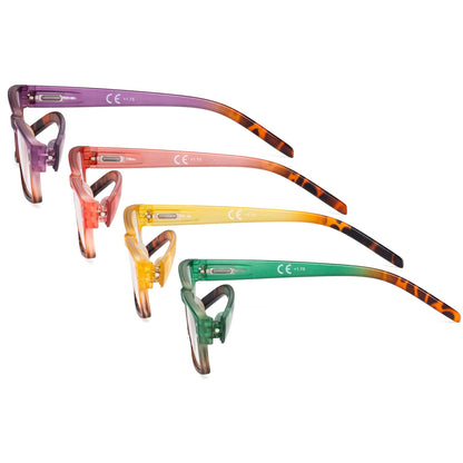 4 Pack Rectangle Ladies Reading Glasses for Women R012D-A
