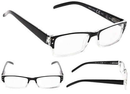 4 Pack Rectangle Reading Glasses for Women Men R012-A