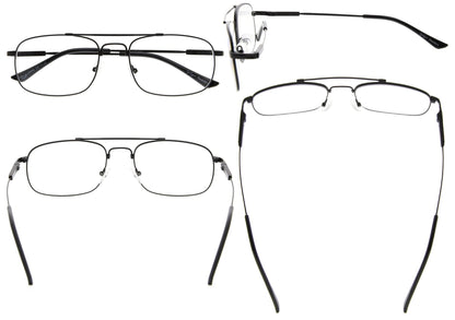 4 Pack Rectangle Reading Glasses Retro Full Rim Women R1705