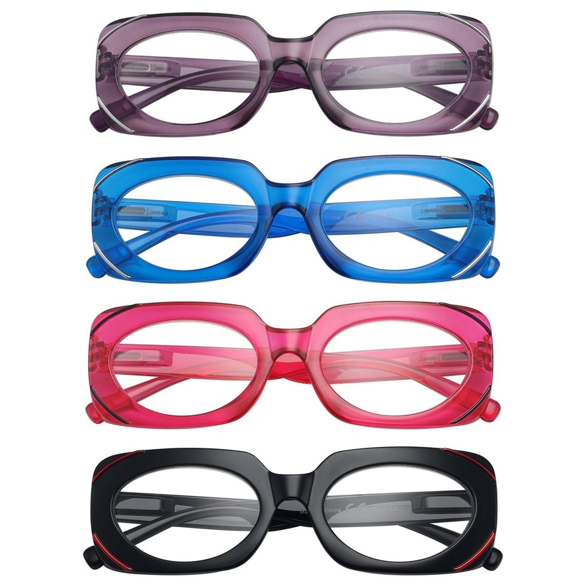 4 Pack Rectangle Reading Glasses Stylish Readers Women – eyekeeper.com