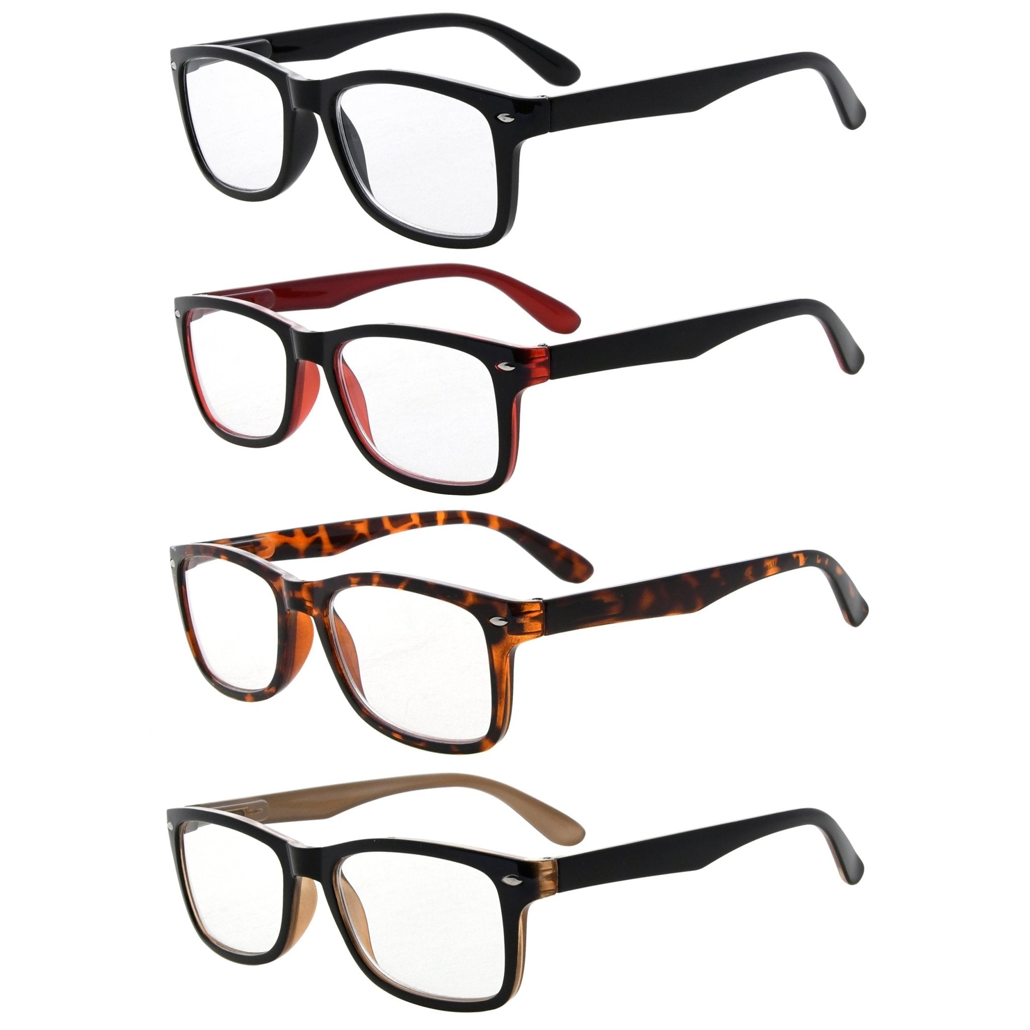 4 Pack Rectangle Reading Glasses Vintage Women Men – eyekeeper.com
