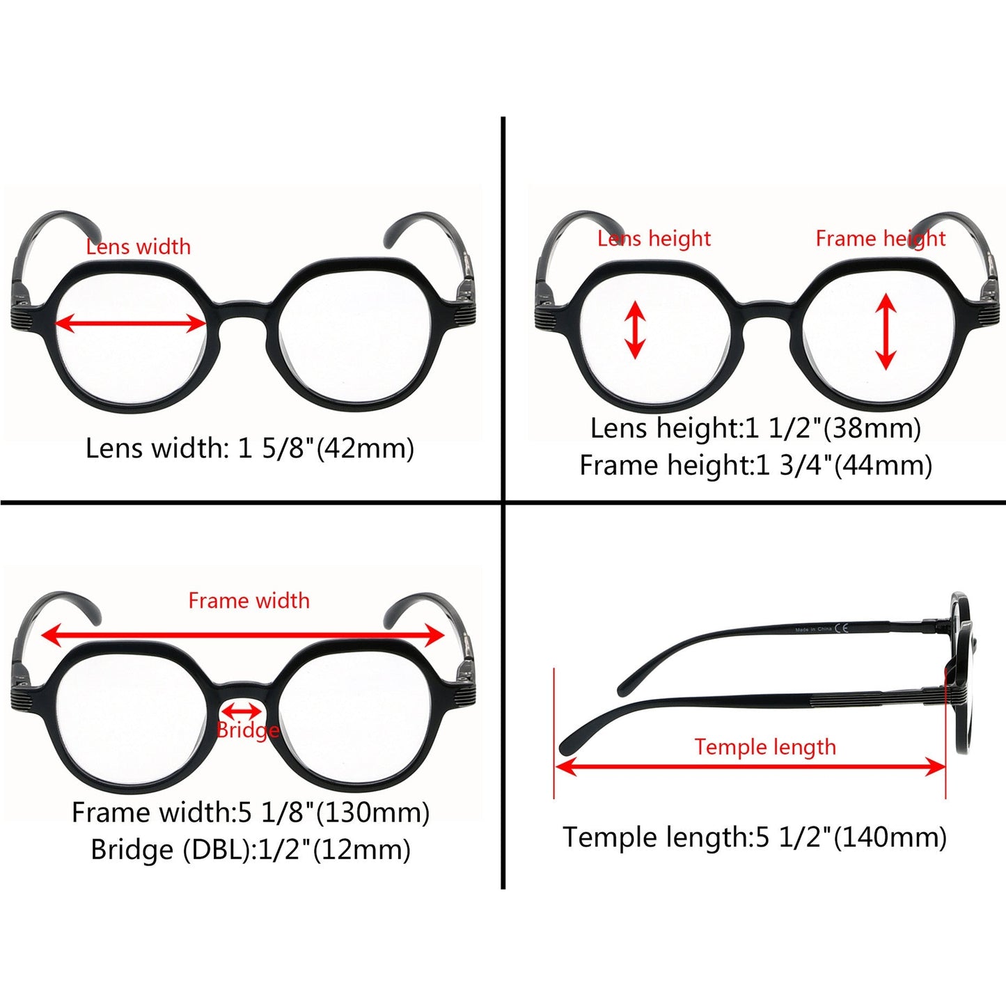 4 Pack Retro Design Reading Glasses for Women Men R2008