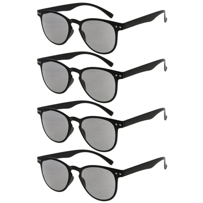 4-Pack Round Coverage Ultrathin Flex Frame Reading Glasses Sunshine Readers R060