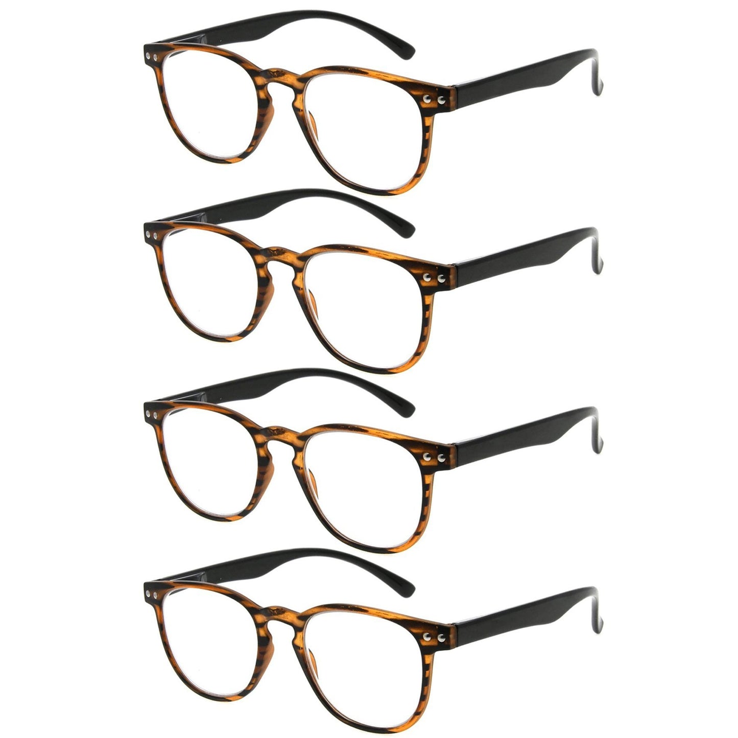 4-Pack Round Coverage Ultrathin Flex Frame Reading Glasses Sunshine Readers R060