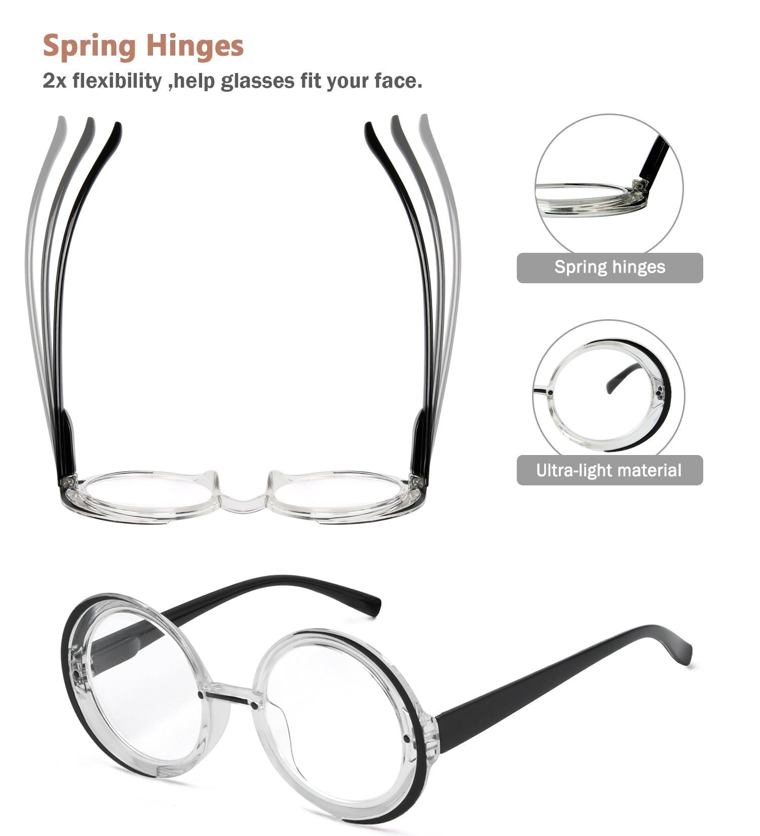 4 Pack Round Reading Glasses Stylish Readers Women R2005N