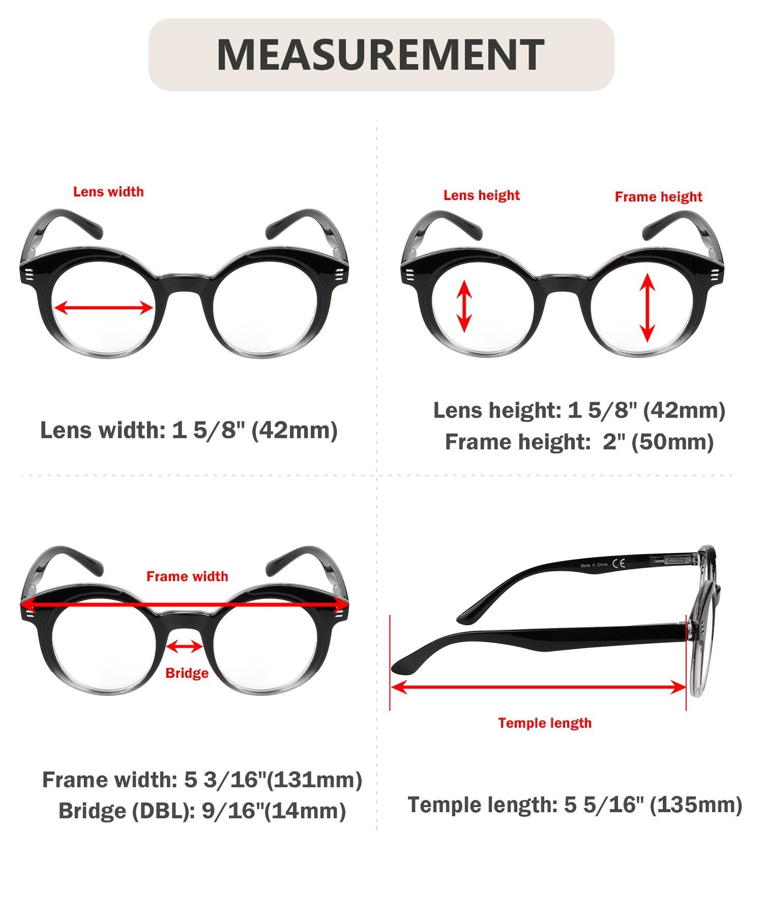 4 Pack Small Lens Round Reading Glasses for Women R2032