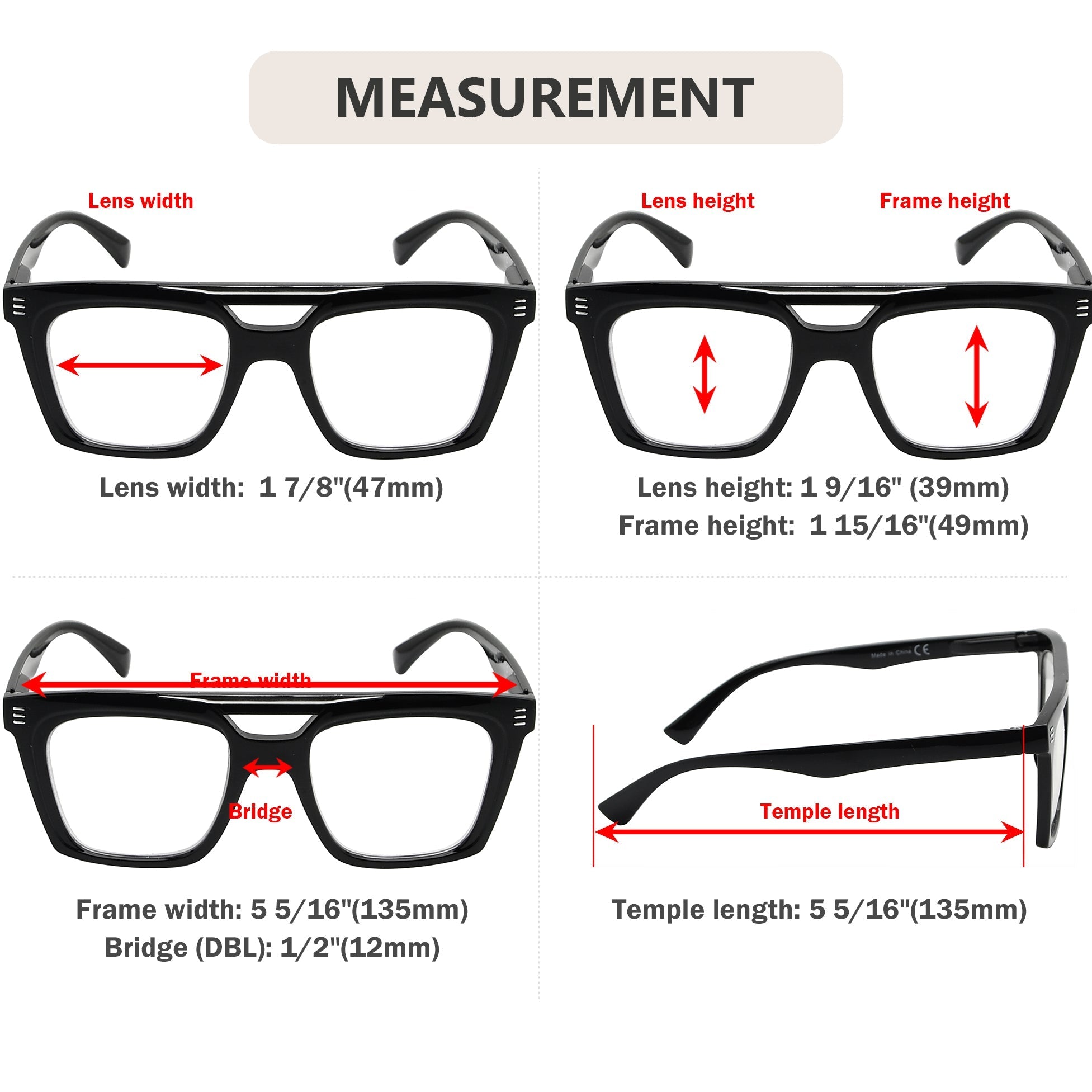 Square Design Reading Glasses 4 Pack for Women Men eyekeeper