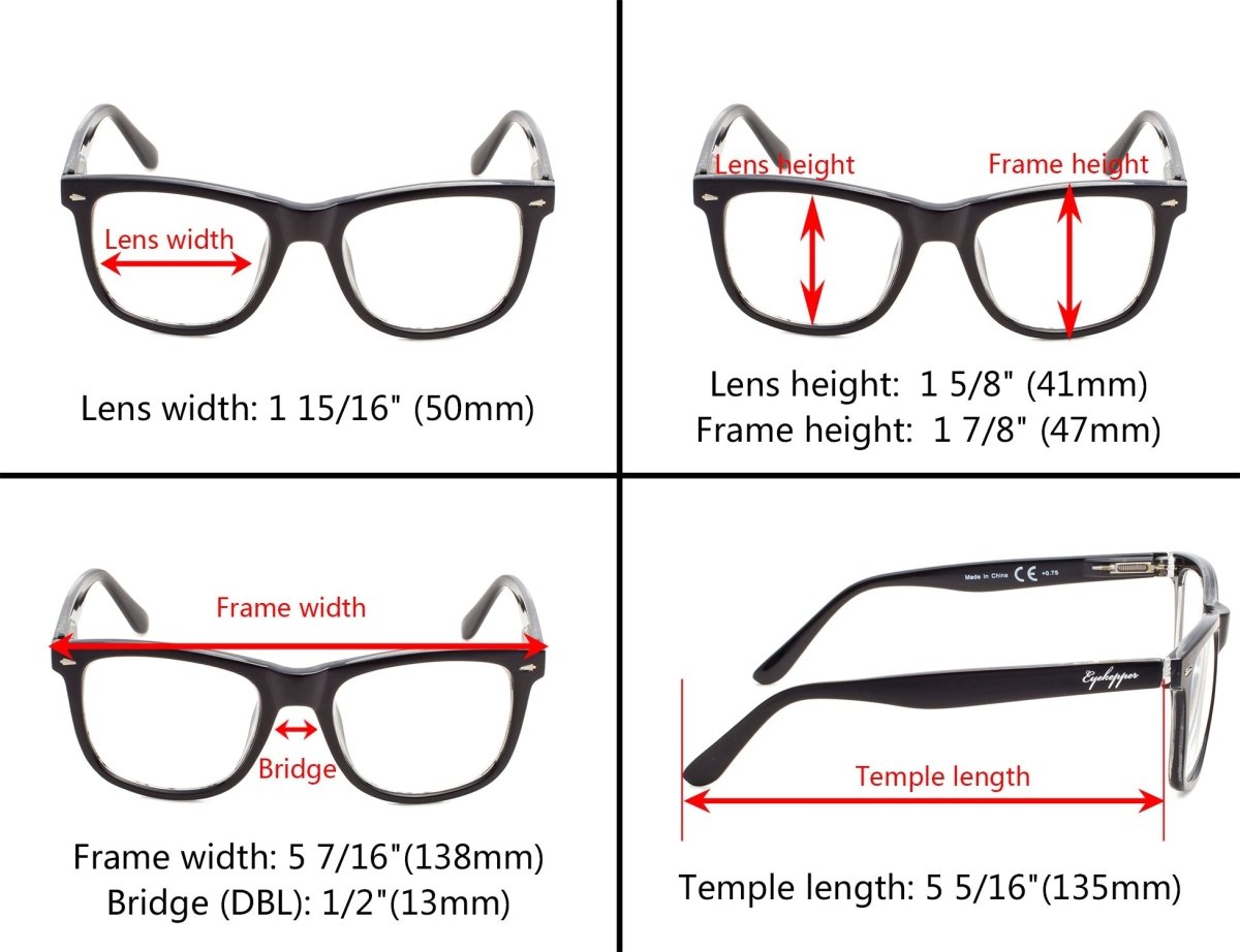 Square Stylish Reading Glasses 4 Pack for Men Women – eyekeeper.com