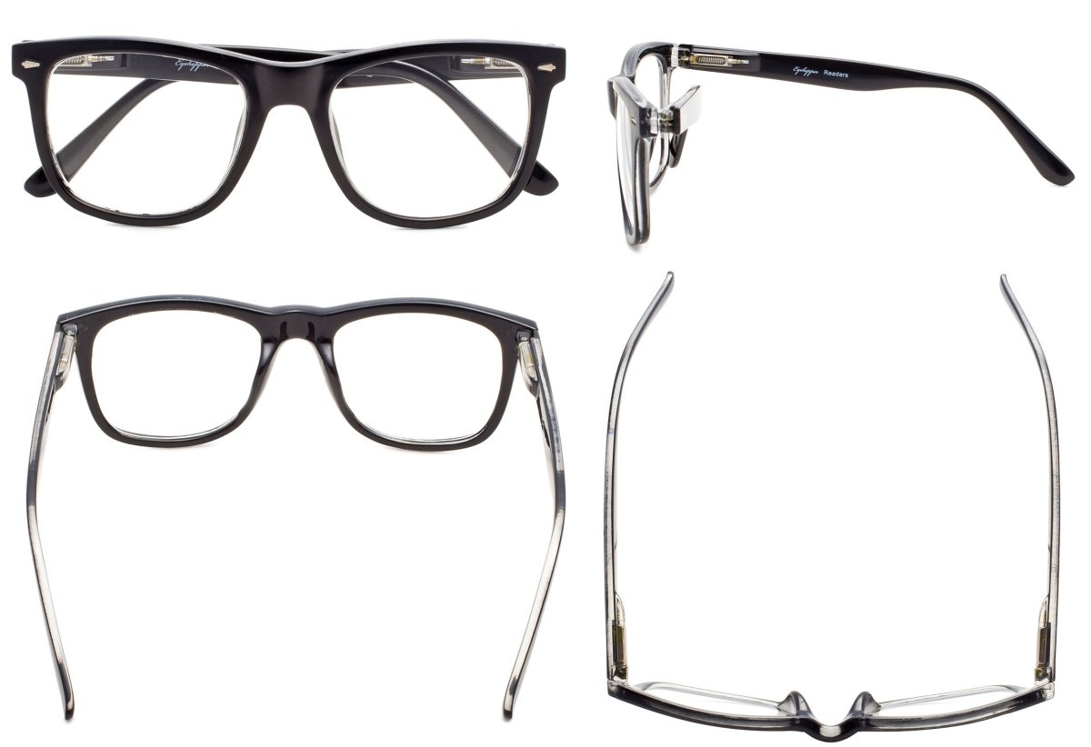 4 Pack Square Large Stylish Reading Glasses for Men Women R080eyekeeper.com