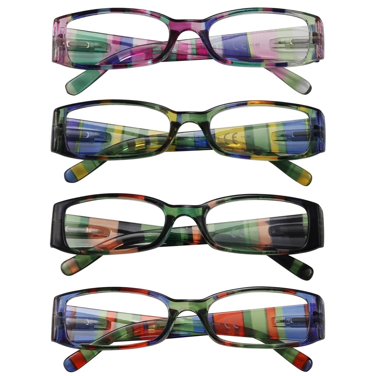 4 Pack Stripe Pattern Stylish Reading Glasses Women R040Seyekeeper.com