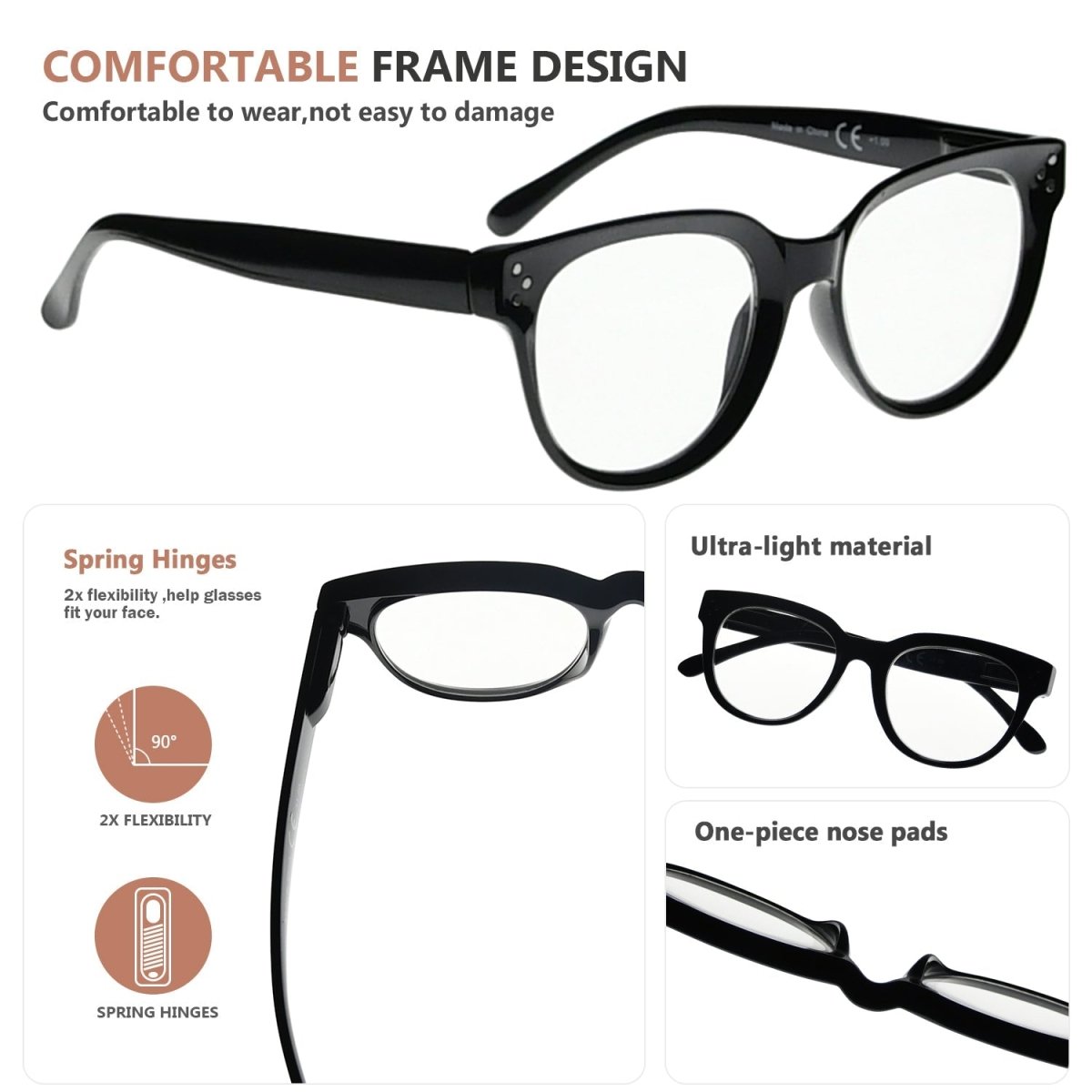 4 Pack Stylish Oversized Reading Glasses for Women R9110eyekeeper.com