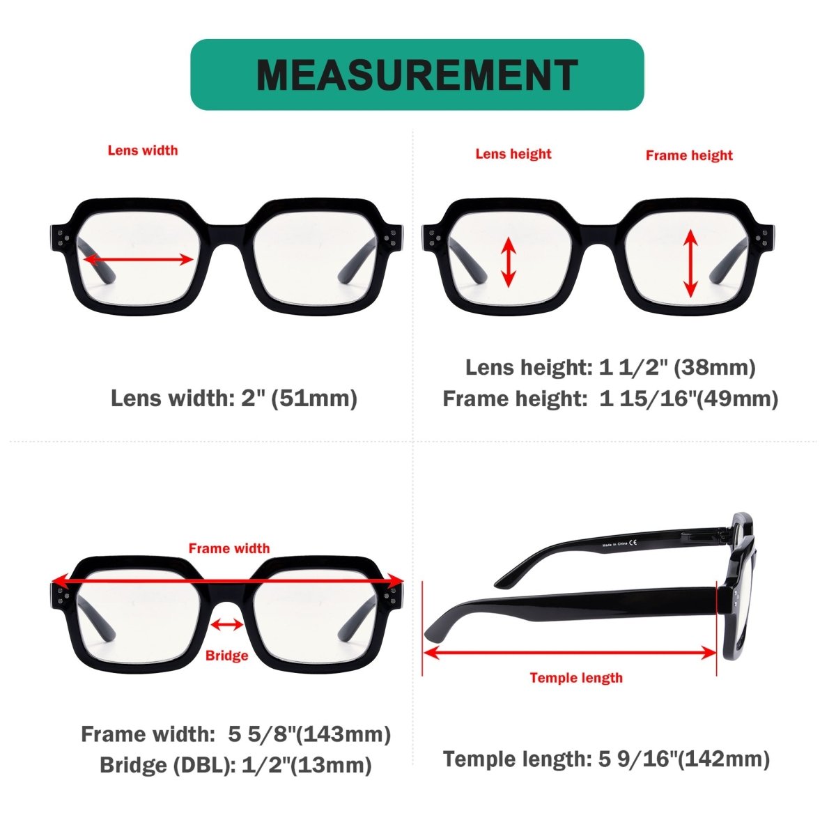 Multifocus Reading Glasses Dimension
