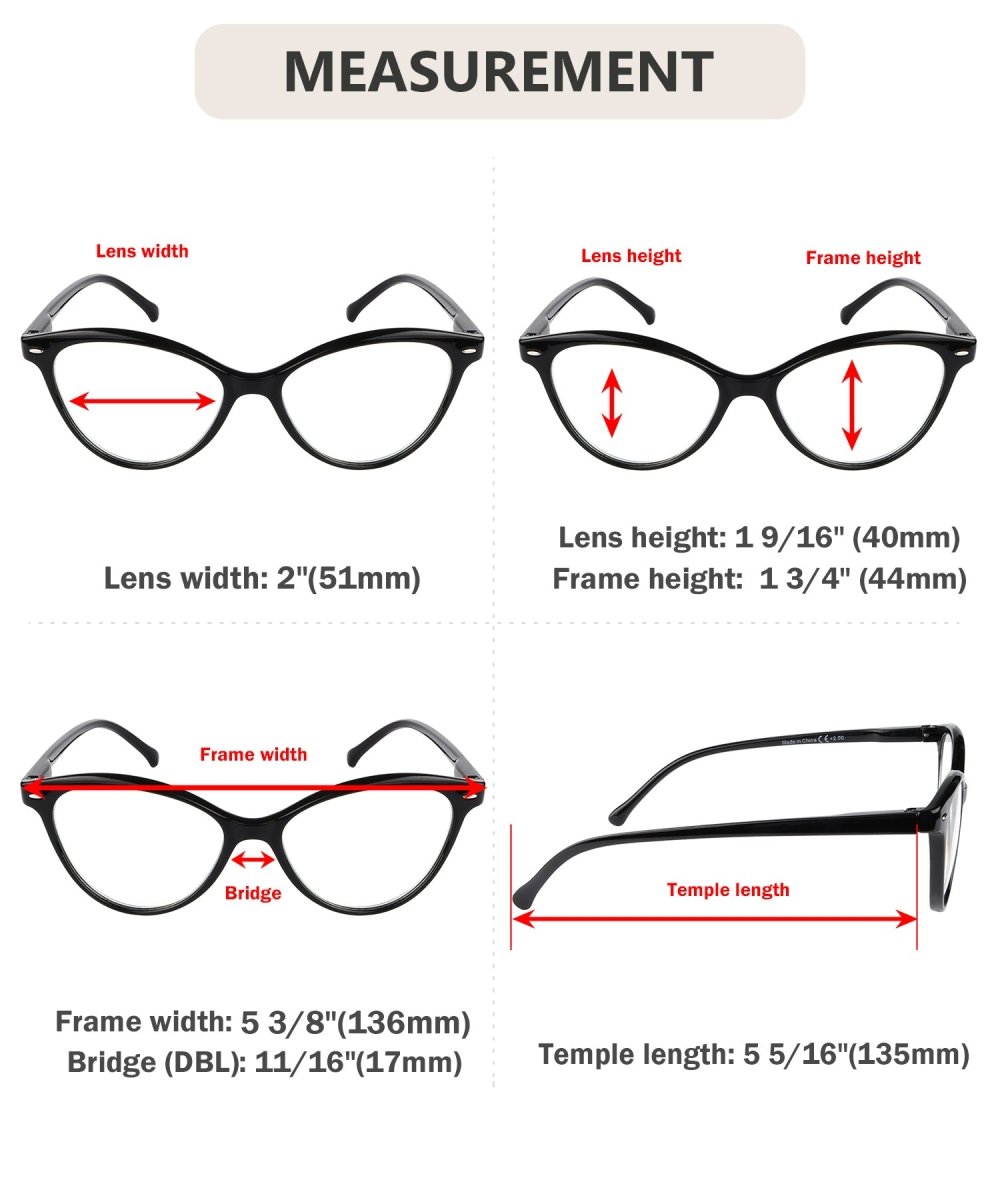 4 Pack Stylish Reading Glasses Cat-eye Readers Women R9112eyekeeper.com