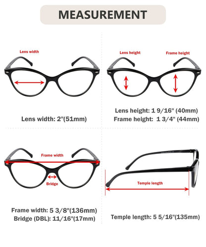 4 Pack Stylish Reading Glasses Cat-eye Readers Women R9112eyekeeper.com