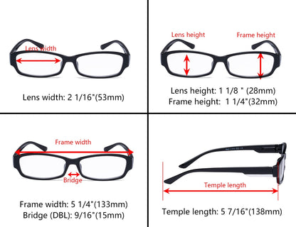 4 Pack Stylish Rectangle Reading Glasses for Women R9105