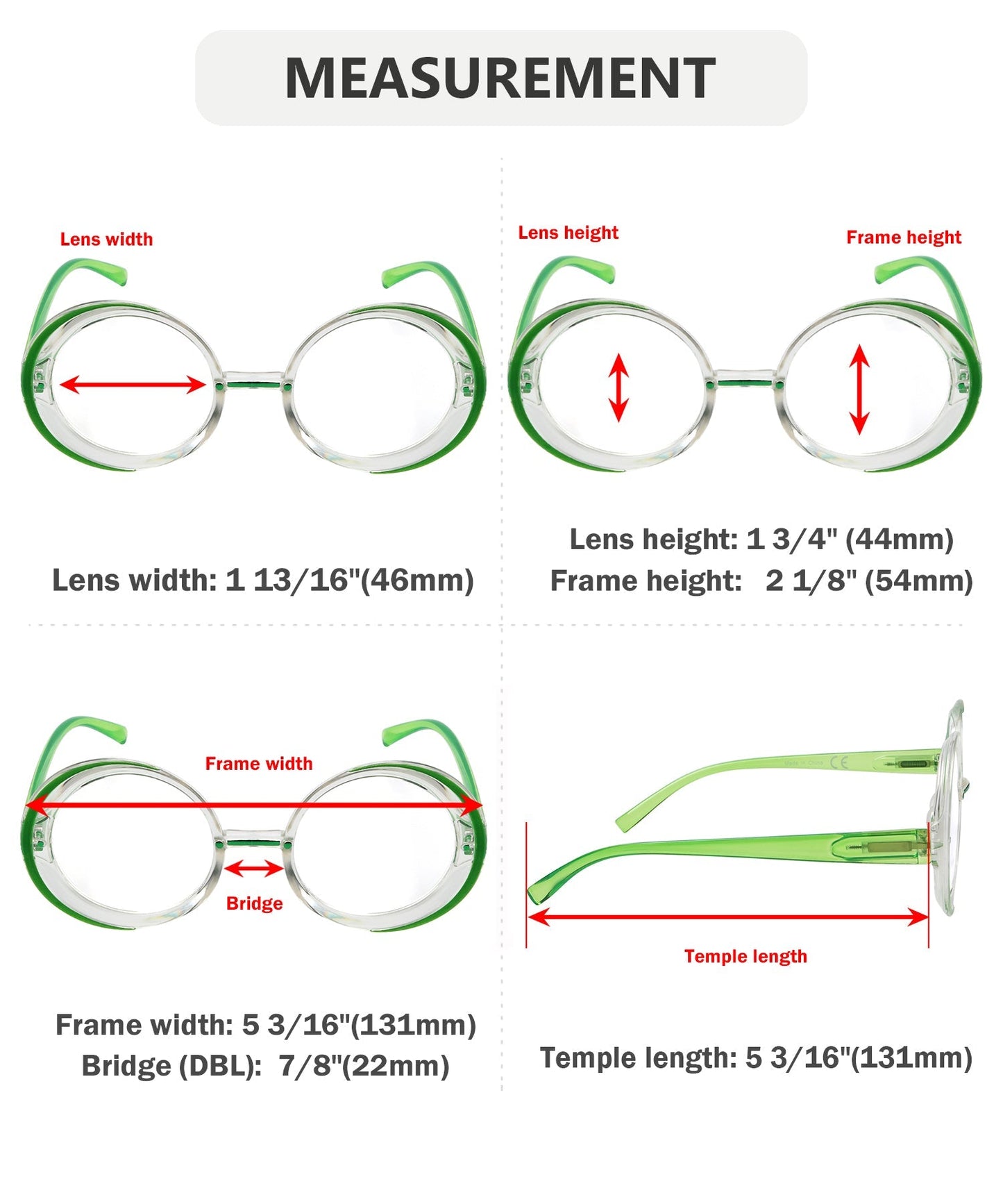 4 Pack Stylish Round Design Reading Glasses For Women R2005C