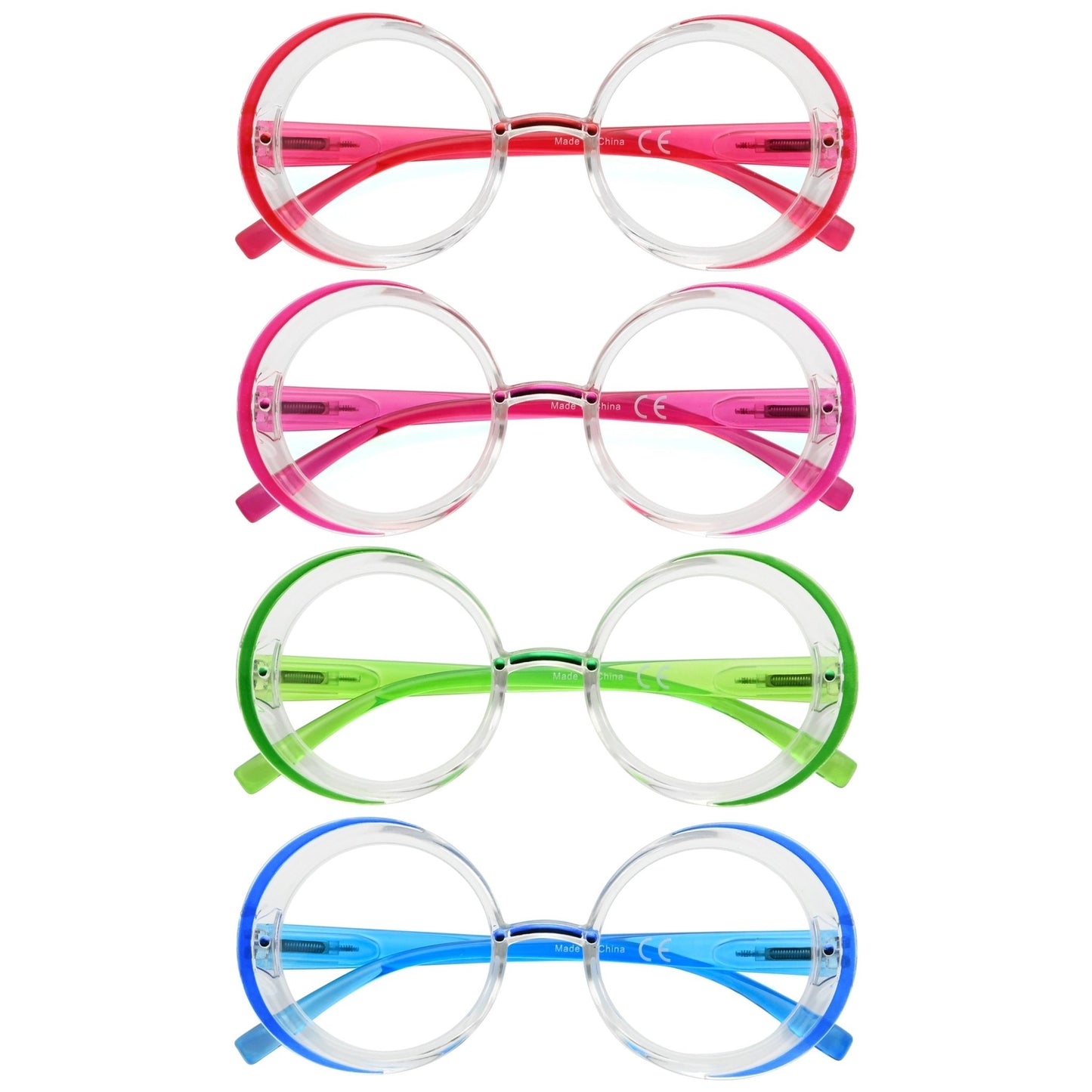 4 Pack Stylish Round Design Reading Glasses For Women R2005C