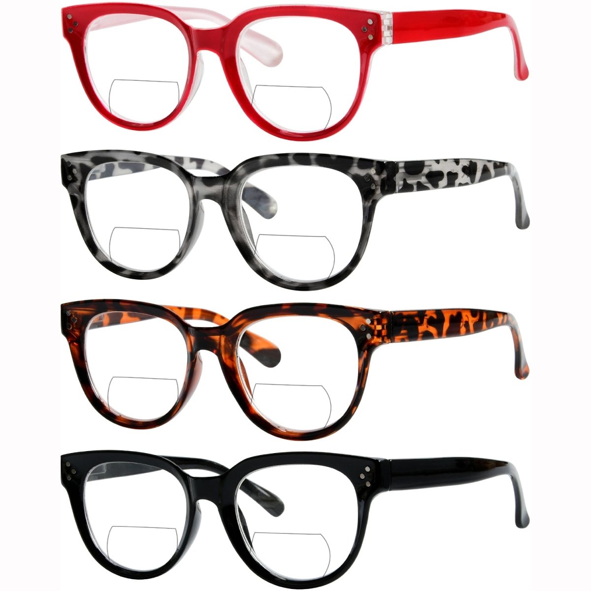 4 Pack Stylish Thicker Frame Bifocal Reading Glasses BR9110eyekeeper.com