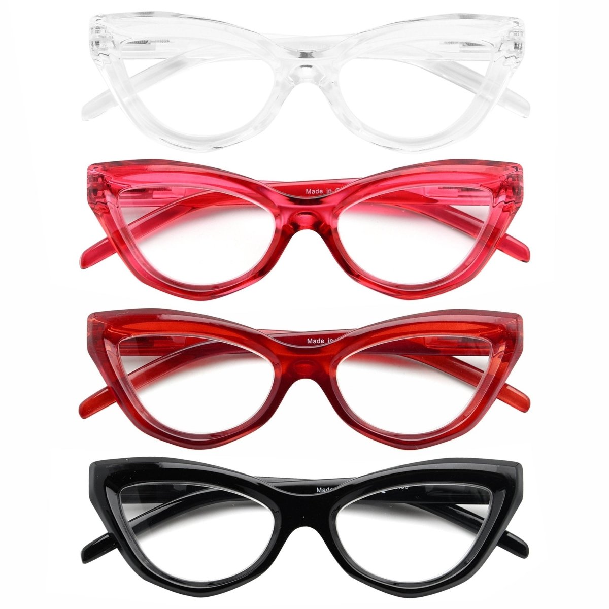 Reading Glasses Stylsih Cat-eye Magnifying Specs 4 Pack for Women ...