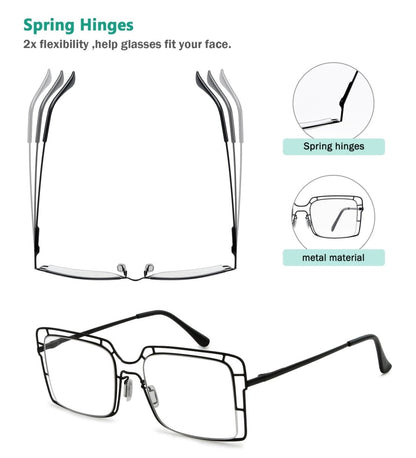 4 Pack Reading Glasses Thin Metal Hollow Frame R2301