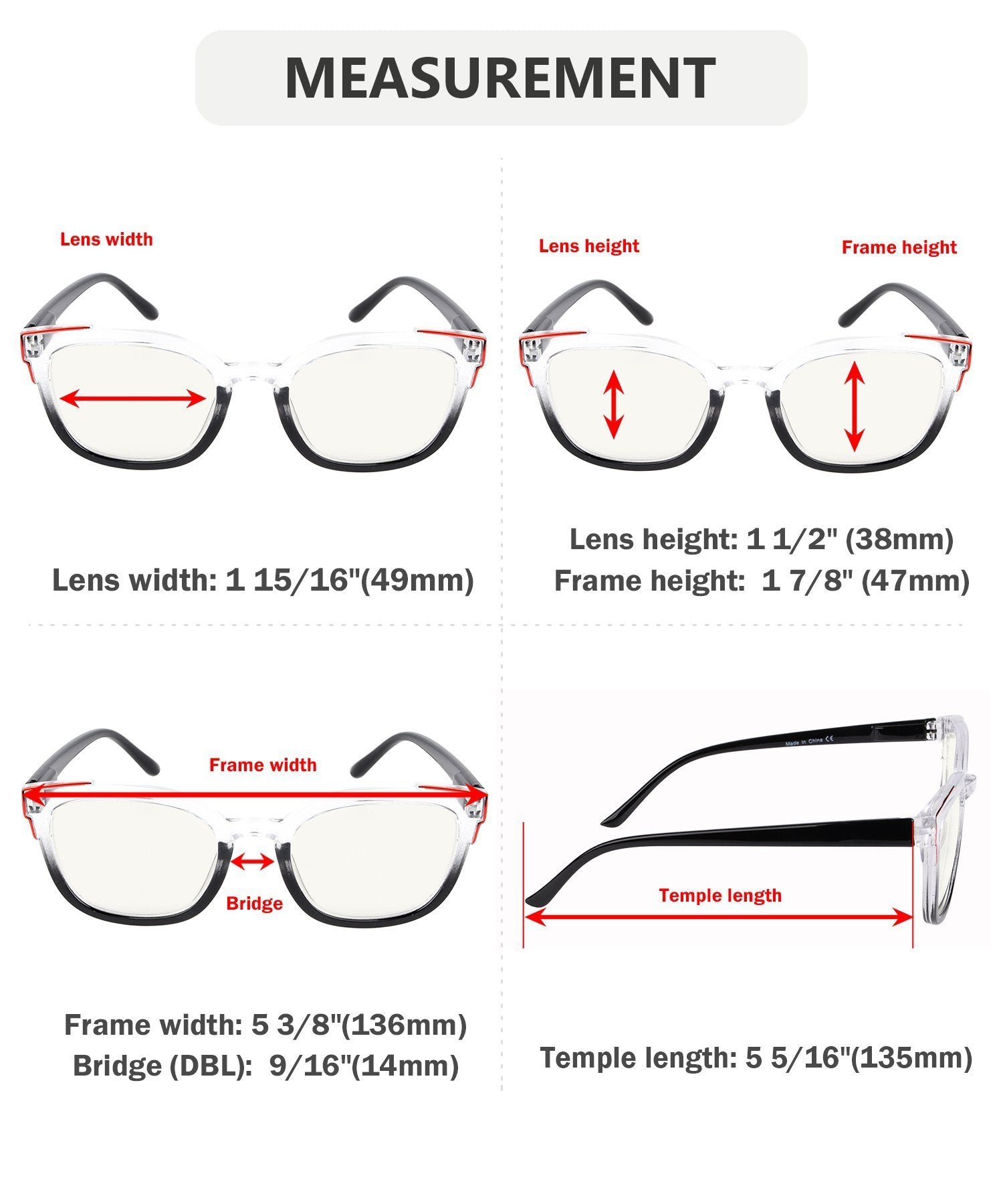 4 Pack Two Tone Progressive Multifocal Reading Glasses M2114