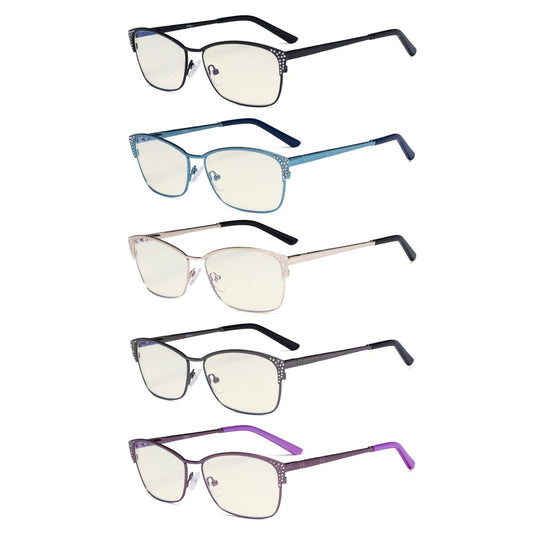 5 Pack Blue Light Filter Eyeglasses with Crystals UV17001eyekeeper.com