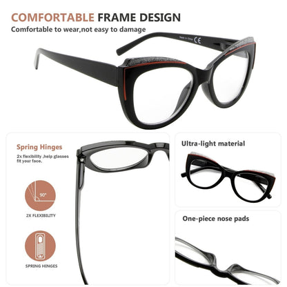 5 Pack Cat-eye Reading Glasses Bling Design Readers R2118eyekeeper.com